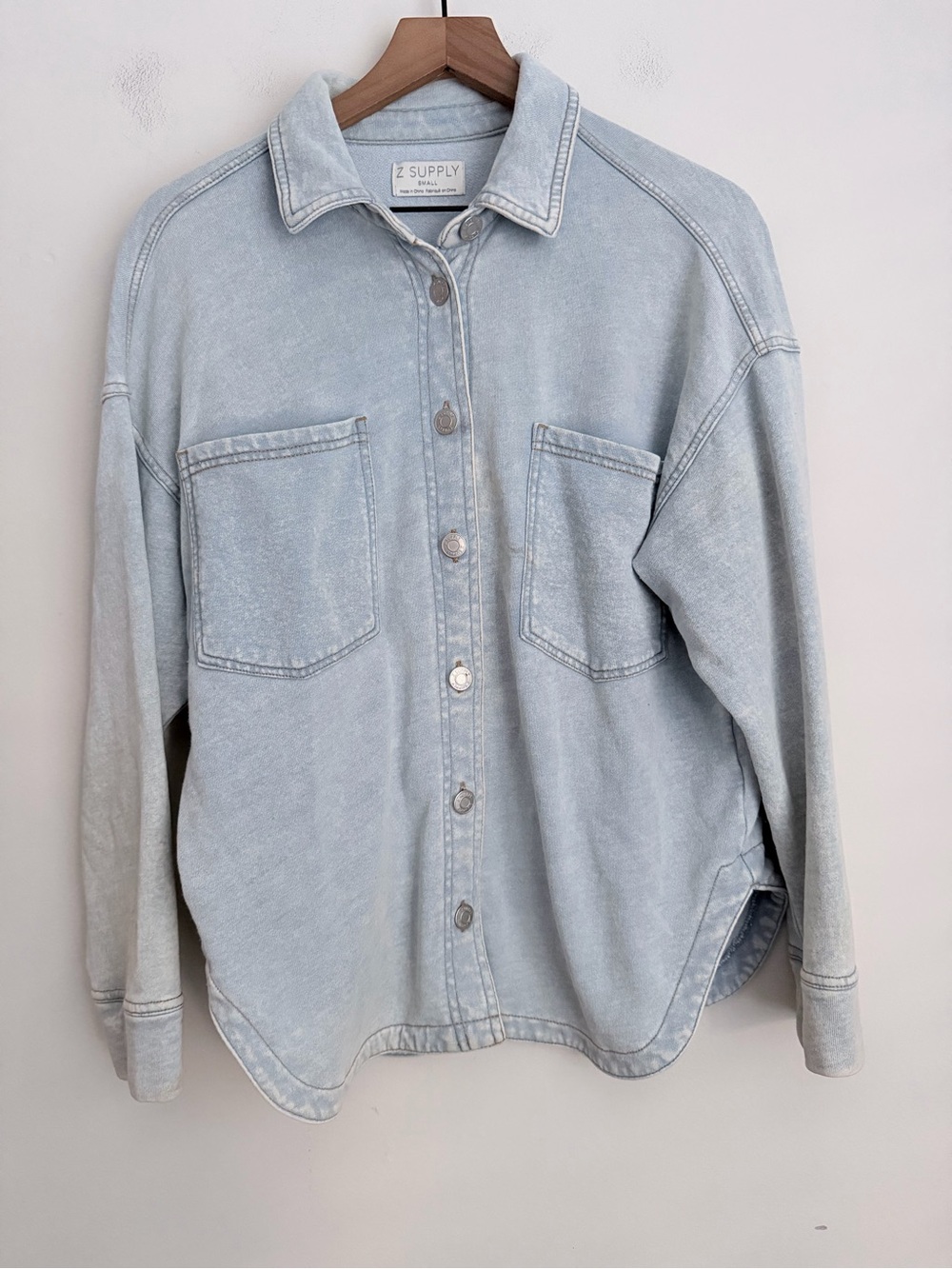 Z Supply All Day Denim Jacket Washed ocean airIndigo Oversized shacket S